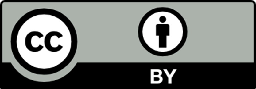 Harmaalla pohjalla kaksi valkoista ympyrää, joissa vasemmanpuoleisessa mustalla teksti CC ja oikeanpuolimmaisessa yksinkertainen musta henkilöä kuvaava symboli, jonka alla teksti by.